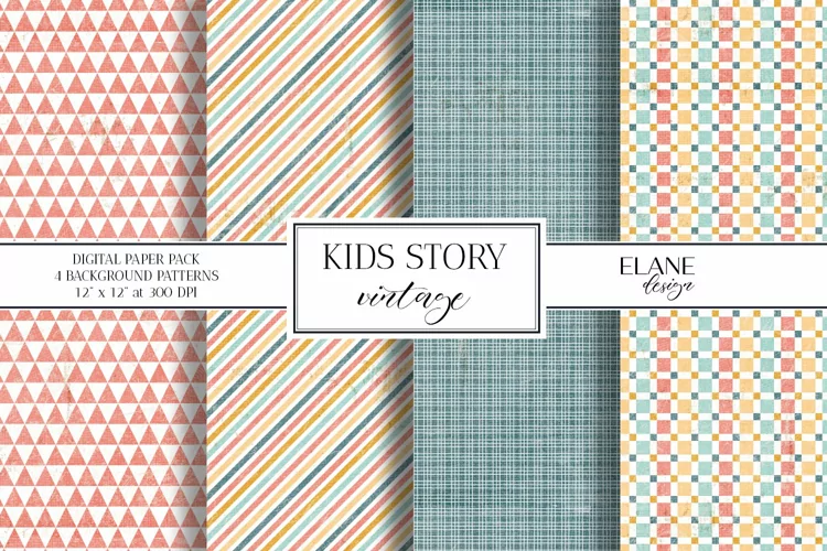Kids Story Vintage Digital Papers