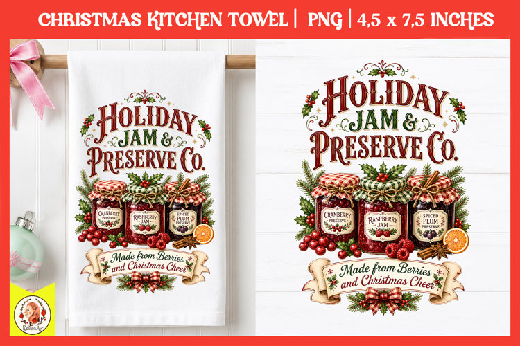 Christmas kitchen towel|Vintage Retro Holiday Bakery PNG