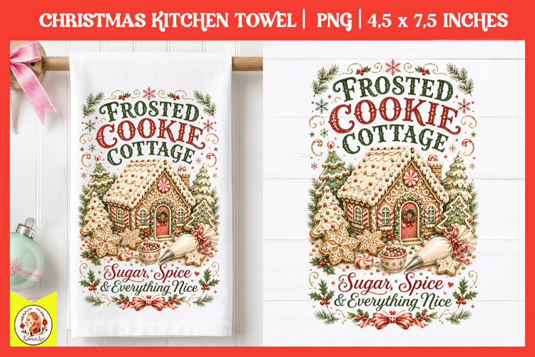 Vintage Christmas Kitchen Towel PNG |Retro farm sublimation