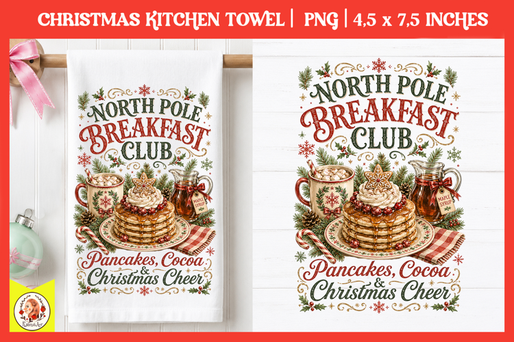 Vintage Christmas Kitchen Towel PNG |Retro farm sublimation