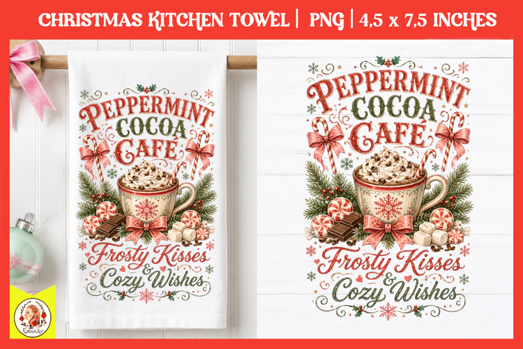Vintage Christmas Kitchen Towel PNG |Retro farm sublimation