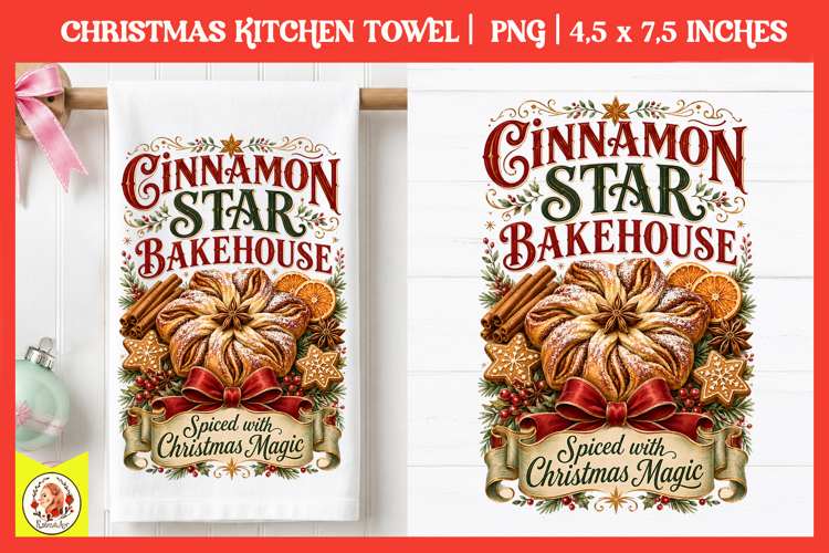 Vintage Christmas Kitchen Towel PNG |Retro farm sublimation