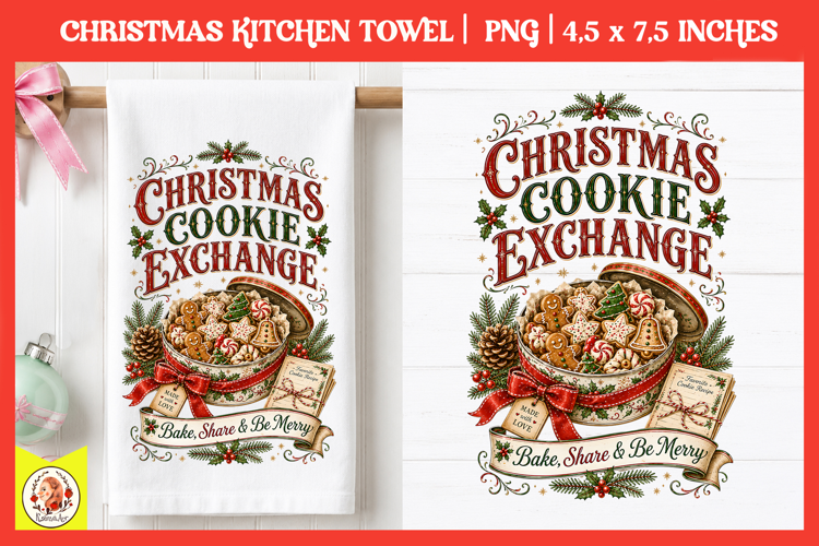 Vintage Christmas Kitchen Towel PNG |Retro farm sublimation