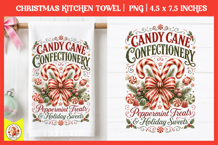 Vintage Christmas Kitchen Towel PNG |Retro farm sublimation