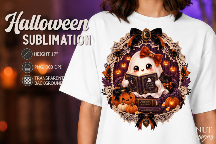 Knitted Spooky Stories Ghost Lace Halloween sublimation