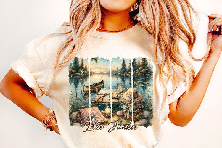 Lake Junkie PNG, Summer Png, Retro, Lake Life PNG, Lake PNG