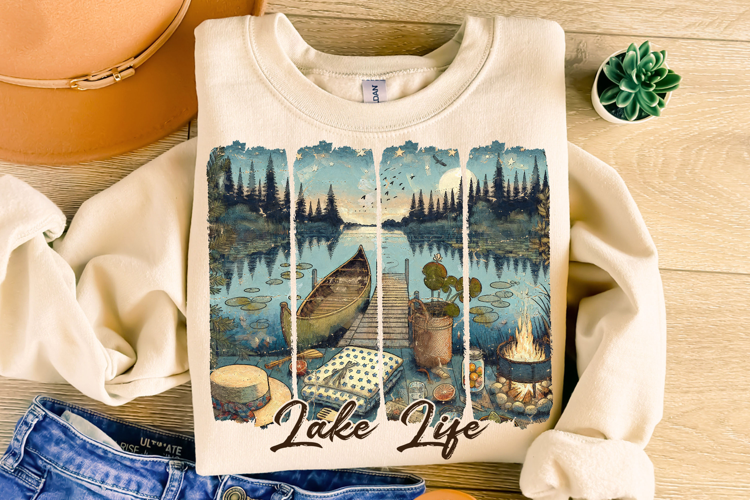 Lake Life PNG, Lake Junkie PNG, Summer Png, Retro, Lake PNG
