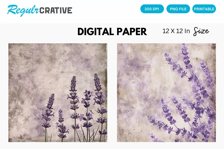 Vintage Lavender Digital Paper, Vintage Lavender Pattern