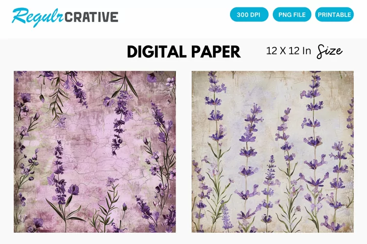 Vintage Lavender Digital Paper, Vintage Lavender Pattern
