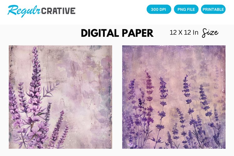 Vintage Lavender Digital Paper, Vintage Lavender Pattern