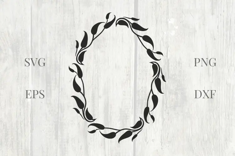 Leaves Oval Wedding Frame SVG