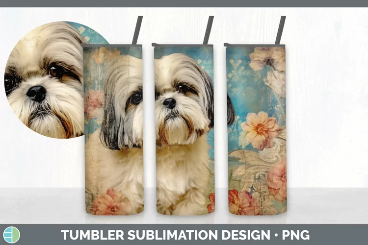 Vintage Lhasa Apso Dog Tumbler | Sublimation 20 oz Skinny Tu