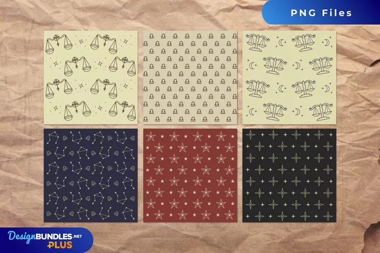 Vintage Libra Seamless Pattern Paper Packs