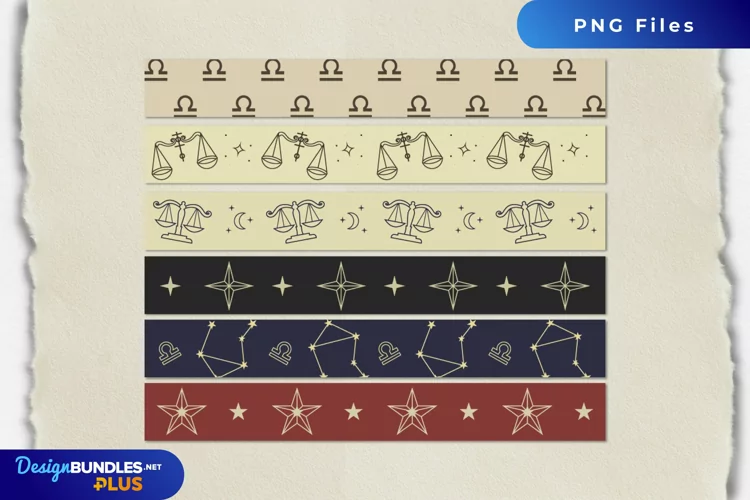 Vintage Libra Seamless Pattern Strips