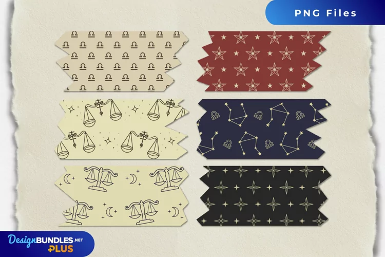Vintage Libra Seamless Pattern Tape