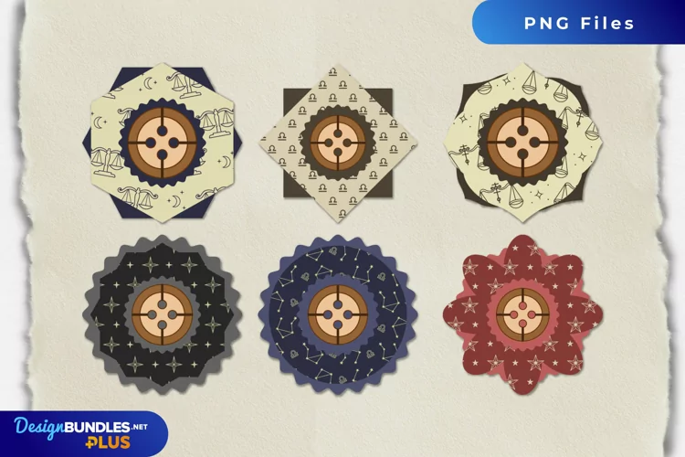 Vintage Libra Seamless Pattern with Buttons