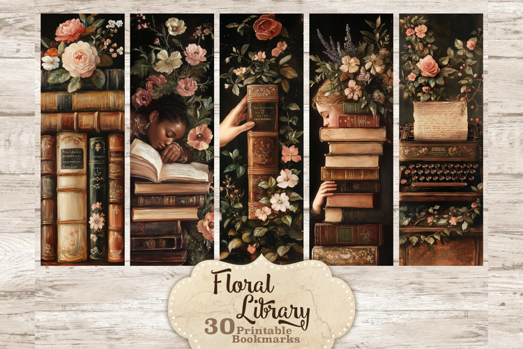 Vintage Library Bookmarks | Victorian Woman With Books