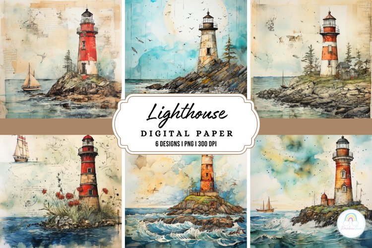 Vintage Lighthouse Background I Digital Papers