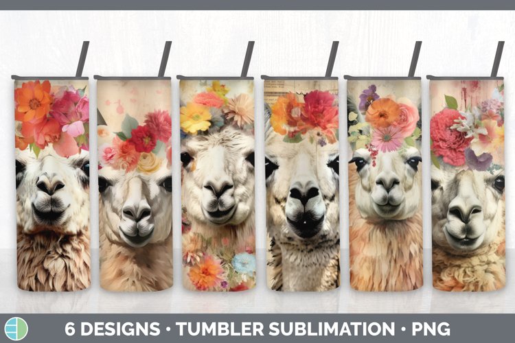 Vintage LLama Tumbler | Sublimation 20 oz Skinny Tumbler Des