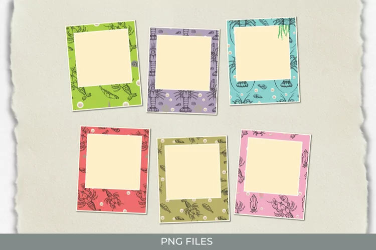 Vintage Lobster Seamless Pattern Frame Set