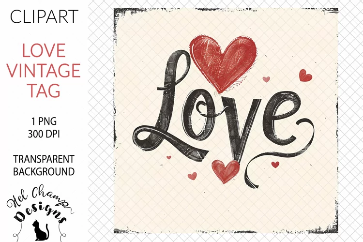 Love Vintage Tag #6 | Clipart | Sublimation