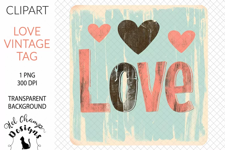 Love Vintage Tag #2 | Clipart | Sublimation
