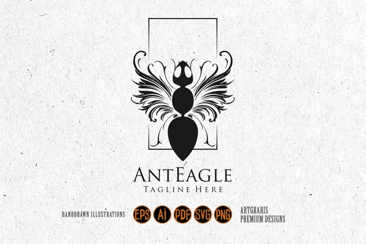 Vintage luxury ant logo mascot silhouette