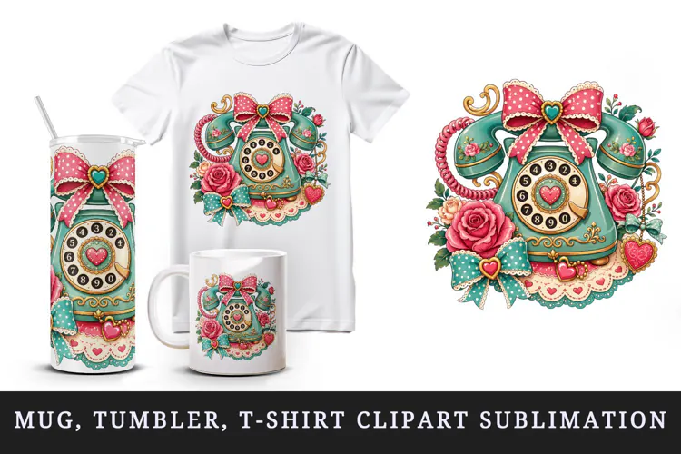 Vintage tumbler, mug wrap, clipart sublimation design