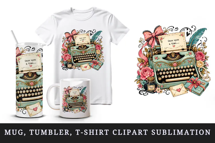 Vintage tumbler, mug wrap, clipart sublimation design