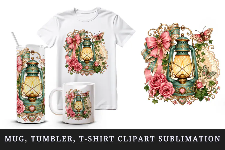 Vintage tumbler, mug wrap, clipart sublimation design