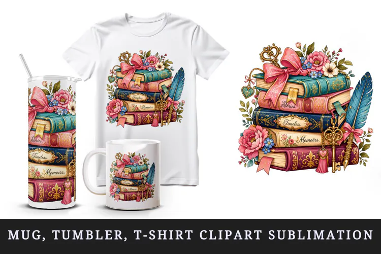 Vintage tumbler, mug wrap, clipart sublimation design
