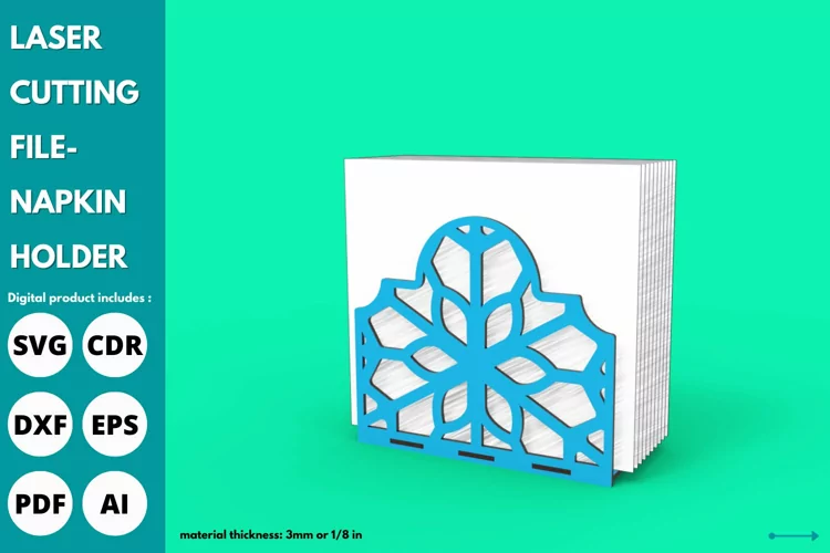 Vintage mandala flower napkin holder svg laser cutting file