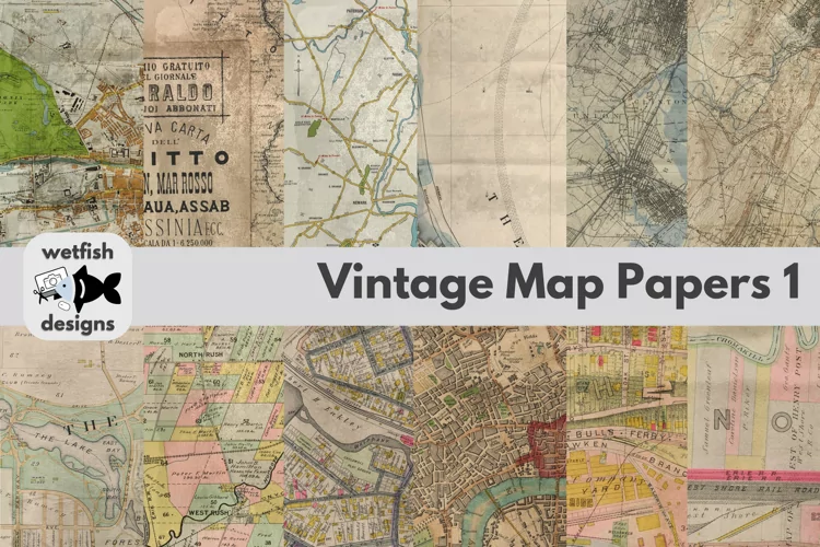 Vintage Map Papers 1 12x12 inches JPG 300dpi