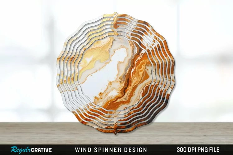 Vintage Marbled Wind Spinner Sublimation PNG Design