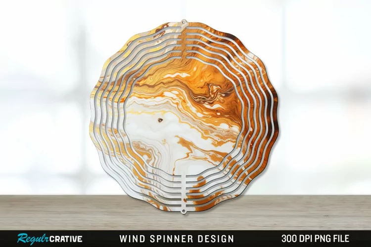 Vintage Marbled Wind Spinner Sublimation PNG Design