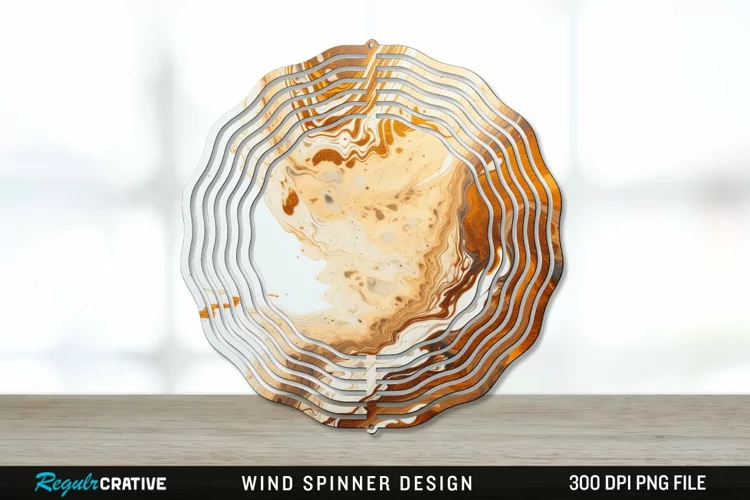 Vintage Marbled Wind Spinner Sublimation PNG Design