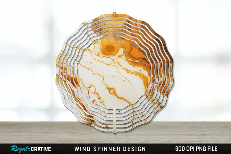 Vintage Marbled Wind Spinner Sublimation PNG Design