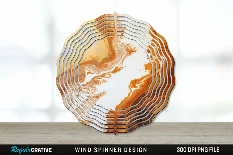 Vintage Marbled Wind Spinner Sublimation PNG Design