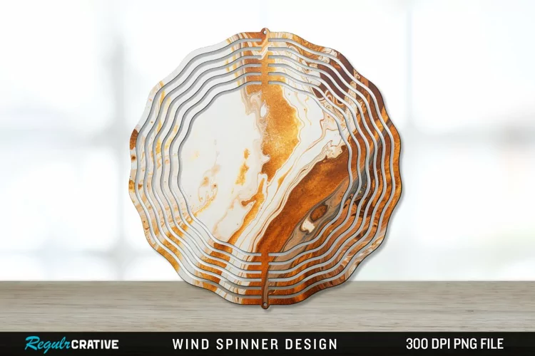 Vintage Marbled Wind Spinner Sublimation PNG Design