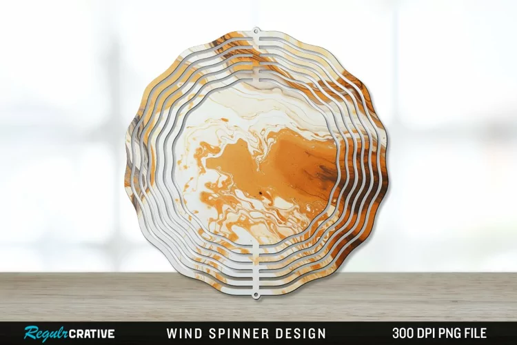 Vintage Marbled Wind Spinner Sublimation PNG Design
