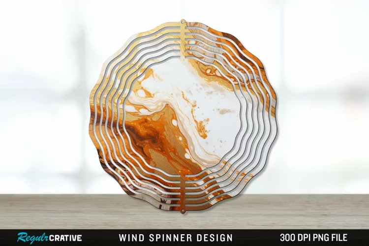 Vintage Marbled Wind Spinner Sublimation PNG Design
