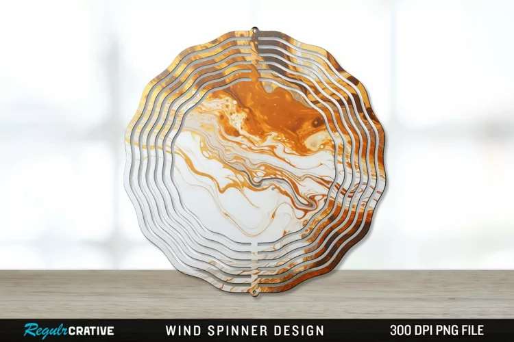 Vintage Marbled Wind Spinner Sublimation PNG Design