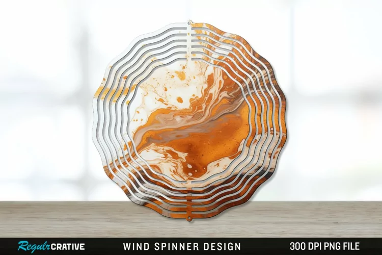 Vintage Marbled Wind Spinner Sublimation PNG Design