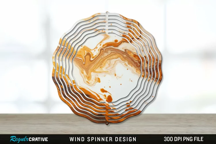 Vintage Marbled Wind Spinner Sublimation PNG Design