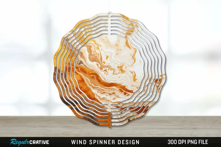 Vintage Marbled Wind Spinner Sublimation PNG Design