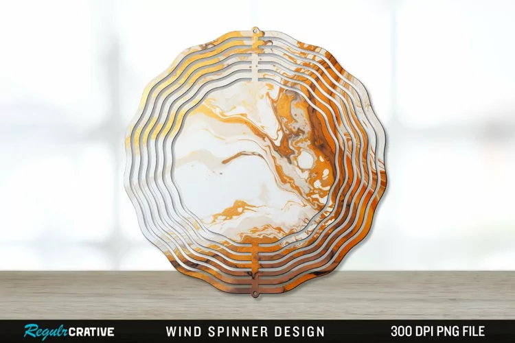 Vintage Marbled Wind Spinner Sublimation PNG Design