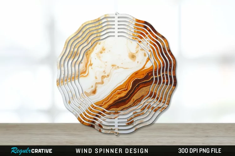 Vintage Marbled Wind Spinner Sublimation PNG Design