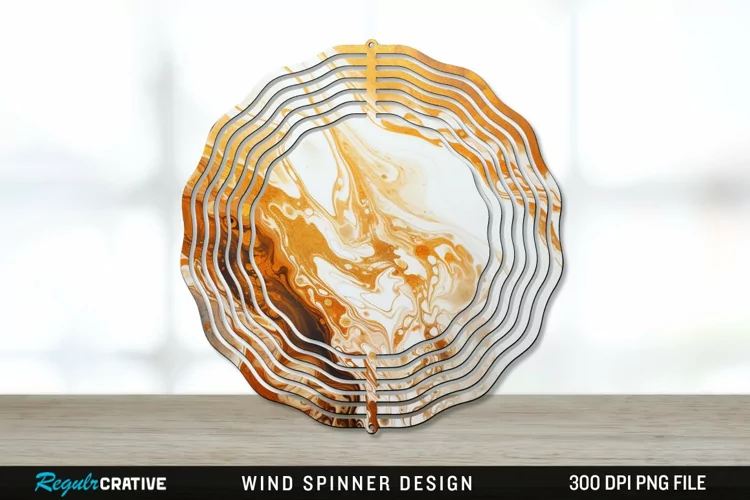 Vintage Marbled Wind Spinner Sublimation PNG Design