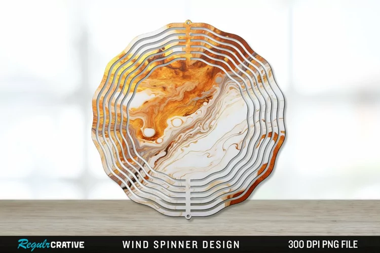 Vintage Marbled Wind Spinner Sublimation PNG Design