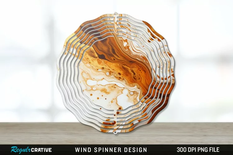 Vintage Marbled Wind Spinner Sublimation PNG Design